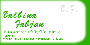 balbina fabjan business card